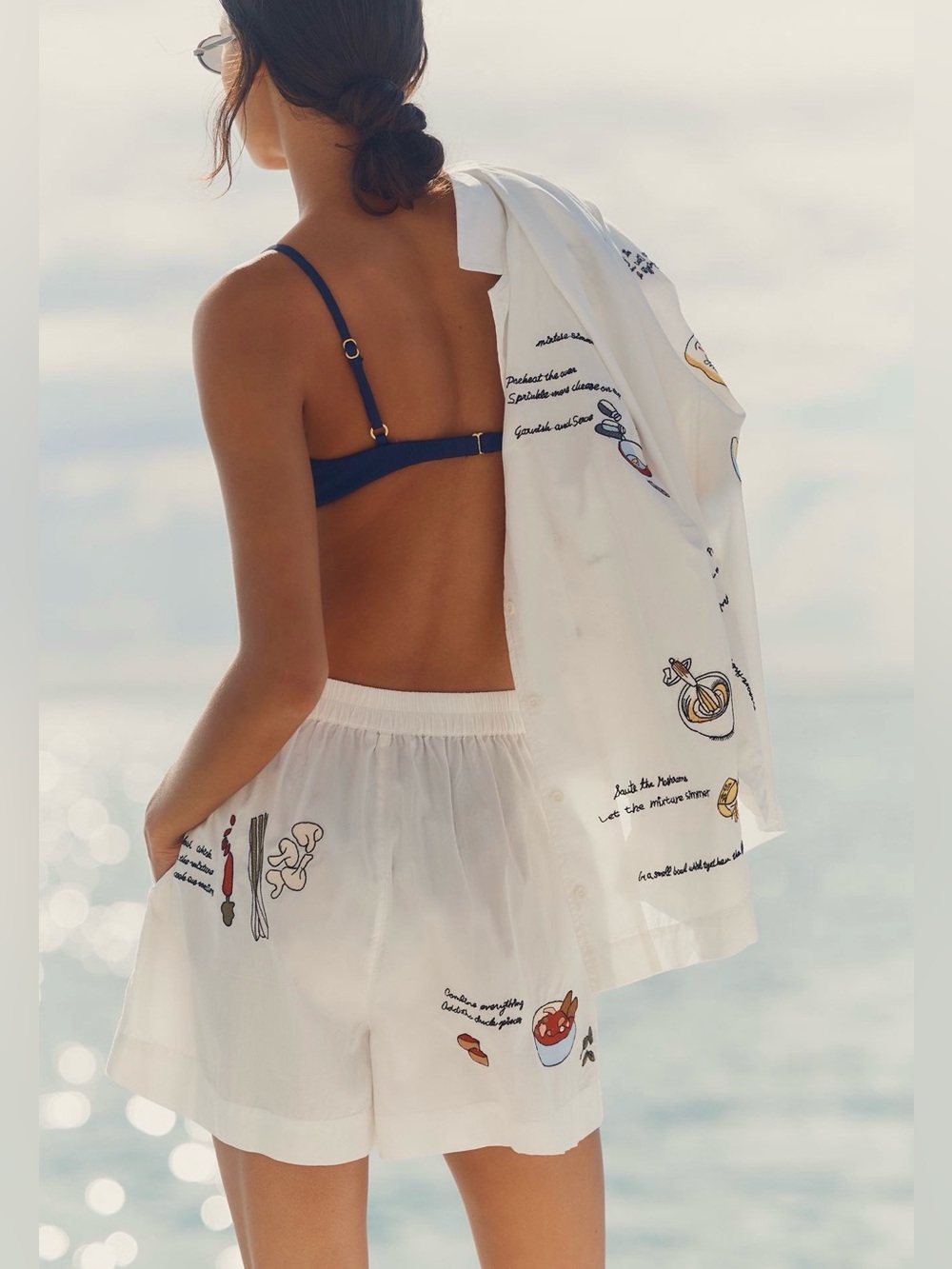 CELADINE TAPAS BAR EMBROIDERED SHORTS - Size M White - Picture 2 of 9